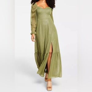 Women's M Bustier Side-Slit Ruffled-Trim Dress